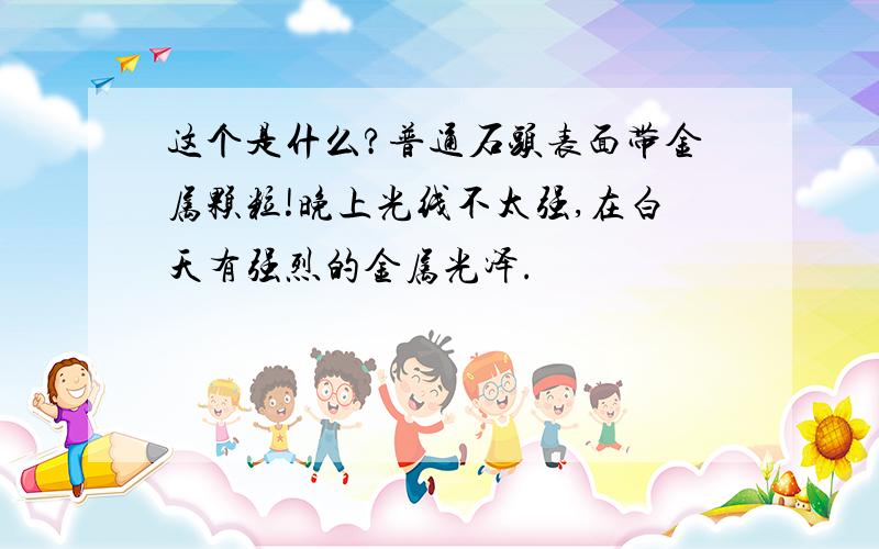 这个是什么?普通石头表面带金属颗粒!晚上光线不太强,在白天有强烈的金属光泽.