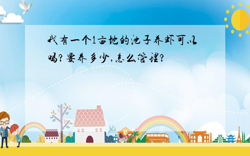 我有一个1亩地的池子养虾可以吗?要养多少,怎么管理?