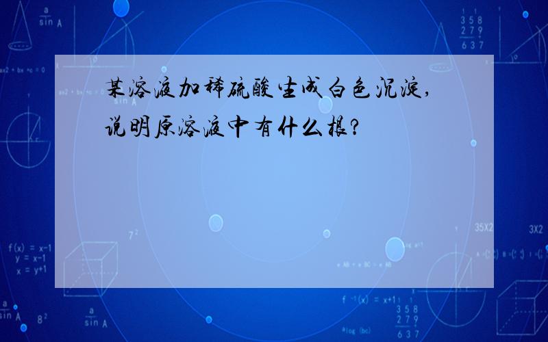 某溶液加稀硫酸生成白色沉淀,说明原溶液中有什么根?