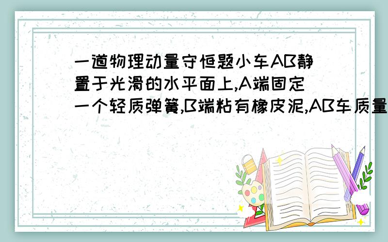 一道物理动量守恒题小车AB静置于光滑的水平面上,A端固定一个轻质弹簧,B端粘有橡皮泥,AB车质量为M,长为L,质量为m的木块C放在小车上,用细绳连结于小车的A端并使弹簧压缩,开始时AB与C都处于