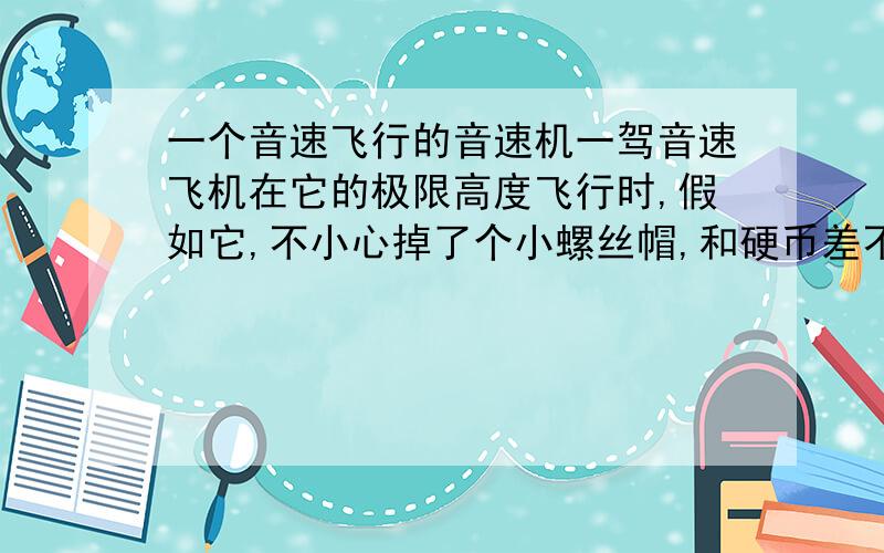 一个音速飞行的音速机一驾音速飞机在它的极限高度飞行时,假如它,不小心掉了个小螺丝帽,和硬币差不多大,假如这螺丝帽砸到了一个年轻人的脑袋,这年轻人会怎样?