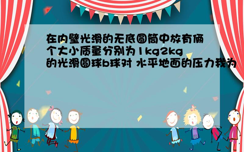 在内壁光滑的无底圆筒中放有俩个大小质量分别为1kg2kg的光滑圆球b球对 水平地面的压力我为