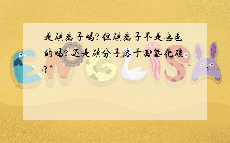 是碘离子吗?但碘离子不是无色的吗?还是碘分子溶于四氯化碳?^