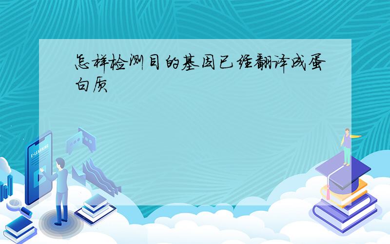 怎样检测目的基因已经翻译成蛋白质