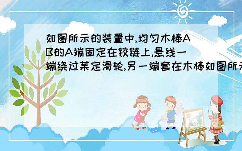 如图所示的装置中,均匀木棒AB的A端固定在铰链上,悬线一端绕过某定滑轮,另一端套在木棒如图所示的装置中,均匀木棒AB的A端固定在铰链上,悬线一端绕过某定滑轮,另一端套在木棒上使木棒保