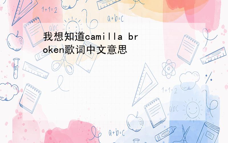 我想知道camilla broken歌词中文意思