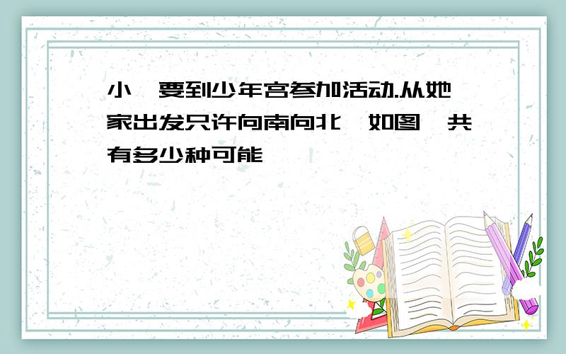 小倩要到少年宫参加活动.从她家出发只许向南向北,如图一共有多少种可能