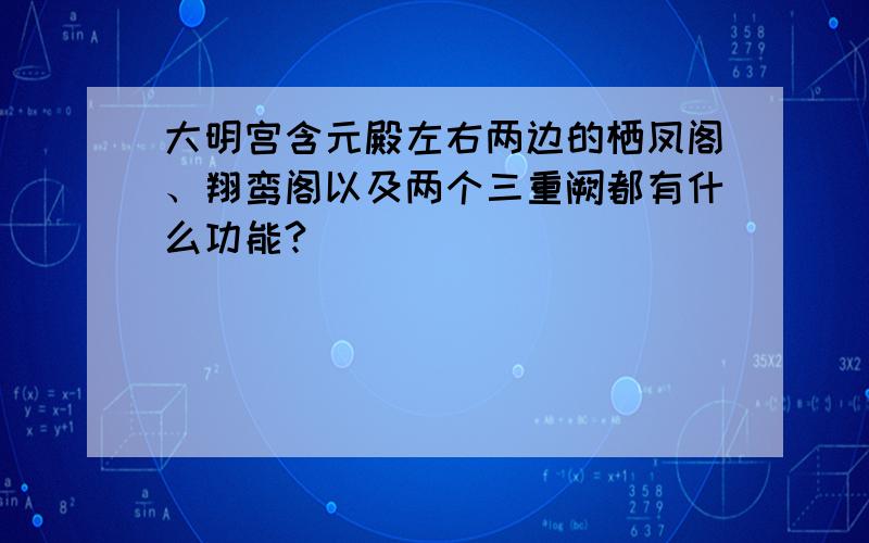 大明宫含元殿左右两边的栖凤阁、翔鸾阁以及两个三重阙都有什么功能?