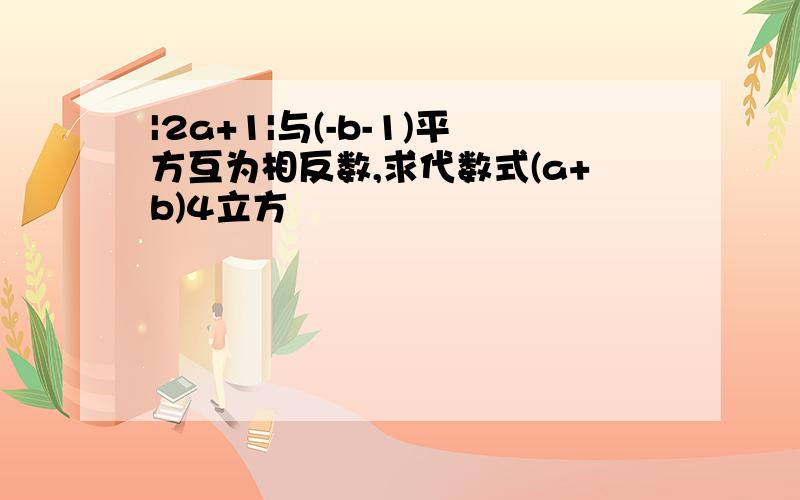 |2a+1|与(-b-1)平方互为相反数,求代数式(a+b)4立方