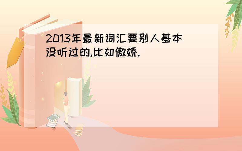 2013年最新词汇要别人基本没听过的,比如傲娇.