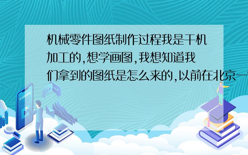 机械零件图纸制作过程我是干机加工的,想学画图,我想知道我们拿到的图纸是怎么来的,以前在北京一家公司上班的时候是有人先化张草图然后在给画图人员,需要什么软件呢