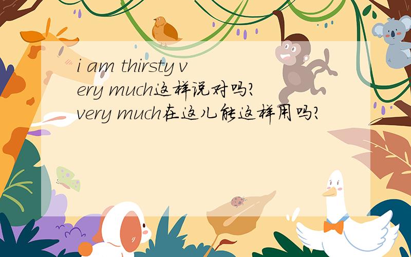 i am thirsty very much这样说对吗?very much在这儿能这样用吗?