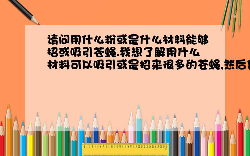 请问用什么粉或是什么材料能够招或吸引苍蝇.我想了解用什么材料可以吸引或是招来很多的苍蝇,然后集体杀掉.