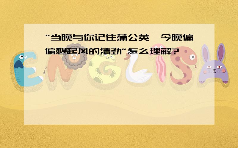 “当晚与你记住蒲公英,今晚偏偏想起风的清劲”怎么理解?