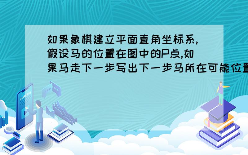 如果象棋建立平面直角坐标系,假设马的位置在图中的P点,如果马走下一步写出下一步马所在可能位置的坐标