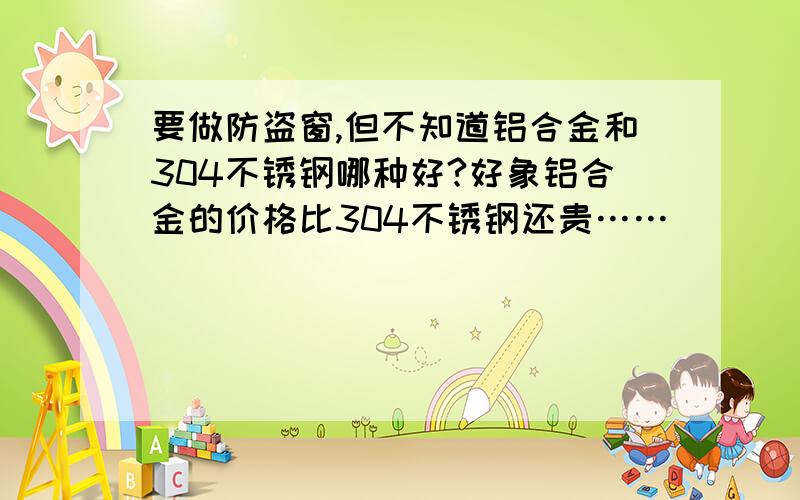 要做防盗窗,但不知道铝合金和304不锈钢哪种好?好象铝合金的价格比304不锈钢还贵……