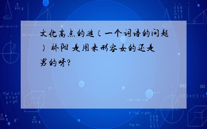 文化高点的进（一个词语的问题） 骄阳 是用来形容女的还是男的呀?