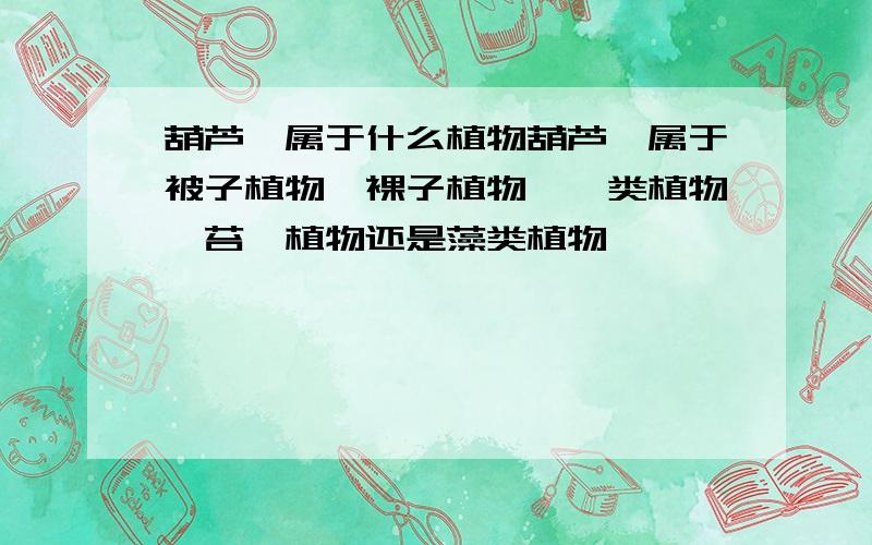 葫芦藓属于什么植物葫芦藓属于被子植物、裸子植物、蕨类植物、苔藓植物还是藻类植物