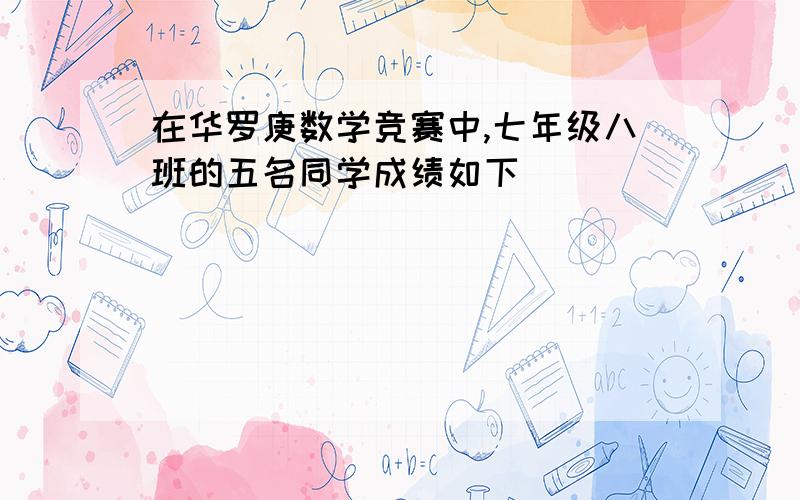 在华罗庚数学竞赛中,七年级八班的五名同学成绩如下