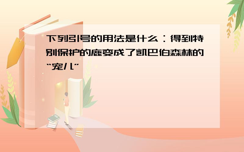 下列引号的用法是什么：得到特别保护的鹿变成了凯巴伯森林的“宠儿”