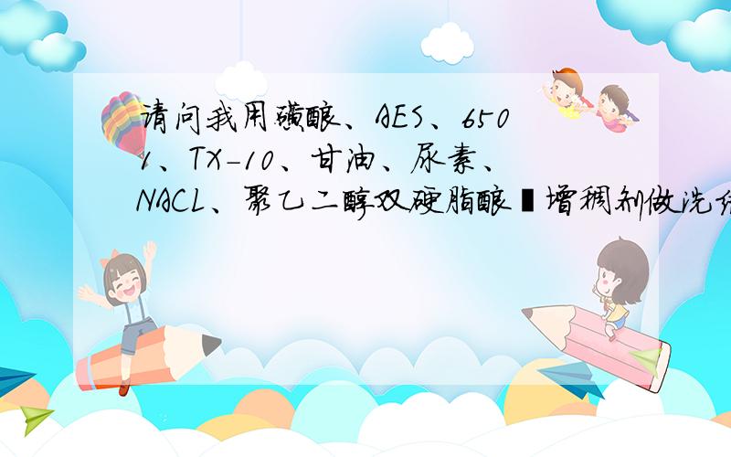 请问我用磺酸、AES、6501、TX-10、甘油、尿素、NACL、聚乙二醇双硬脂酸酯增稠剂做洗洁精为什么会返稀了?我先加的NACL增稠,稠度差不多接近瓶装的了,后加了PEG6000反而变稀了.