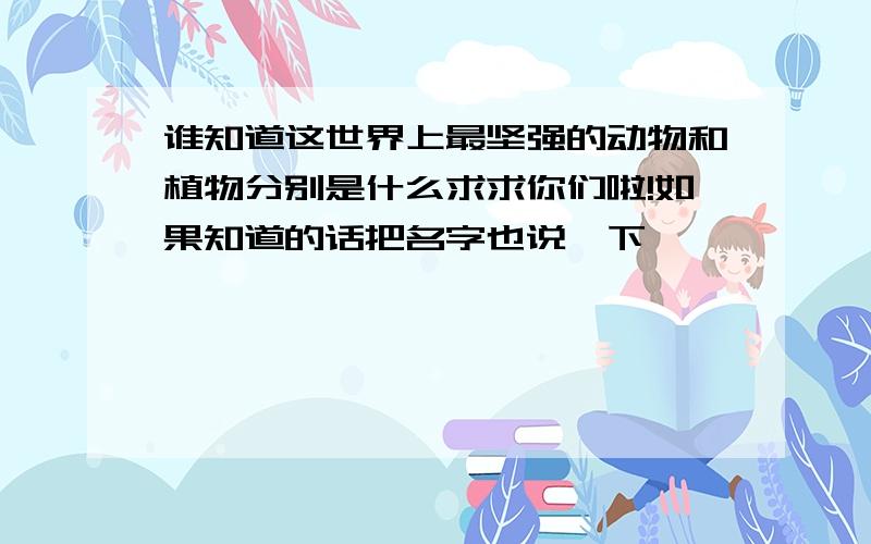 谁知道这世界上最坚强的动物和植物分别是什么求求你们啦!如果知道的话把名字也说一下