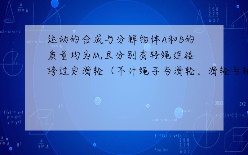 运动的合成与分解物体A和B的质量均为M,且分别有轻绳连接跨过定滑轮（不计绳子与滑轮、滑轮与轴之间的摩擦）,当水平变力F拉物体B沿水平方向向右作匀速直线运动过程中A 物体A也做匀速直