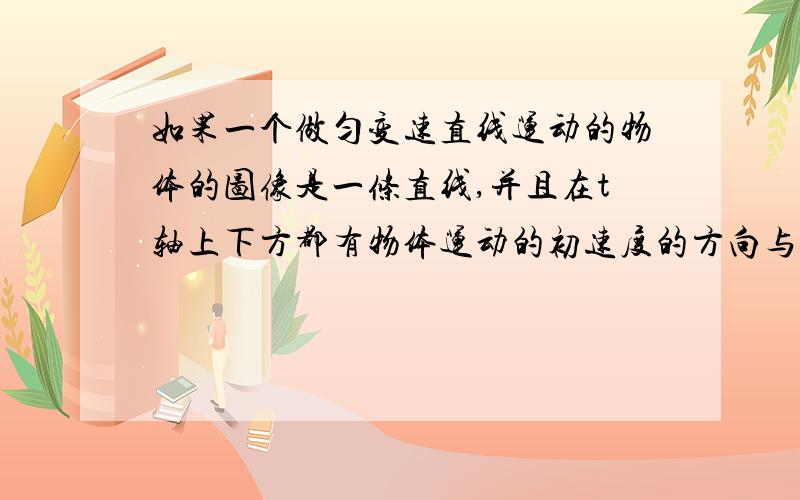 如果一个做匀变速直线运动的物体的图像是一条直线,并且在t轴上下方都有物体运动的初速度的方向与加速度的方向相反 就叫匀减速直线运动.PS：为什么要这样定义啊?如果初速度为正方向,