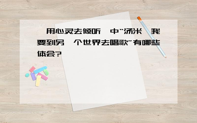 《用心灵去倾听》中“汤米,我要到另一个世界去唱歌”有哪些体会?