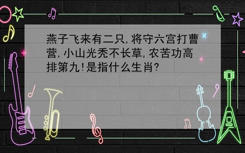 燕子飞来有二只,将守六宫打曹营,小山光秃不长草,农苦功高排第九!是指什么生肖?