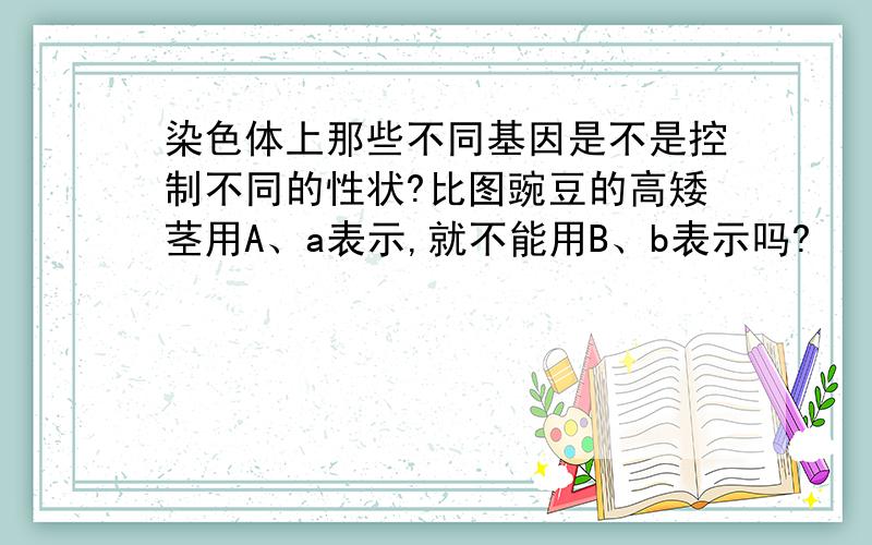 染色体上那些不同基因是不是控制不同的性状?比图豌豆的高矮茎用A、a表示,就不能用B、b表示吗?