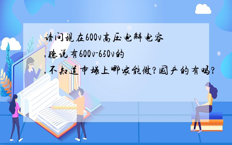 请问现在600v高压电解电容,听说有600v-650v的,不知道市场上哪家能做?国产的有吗?