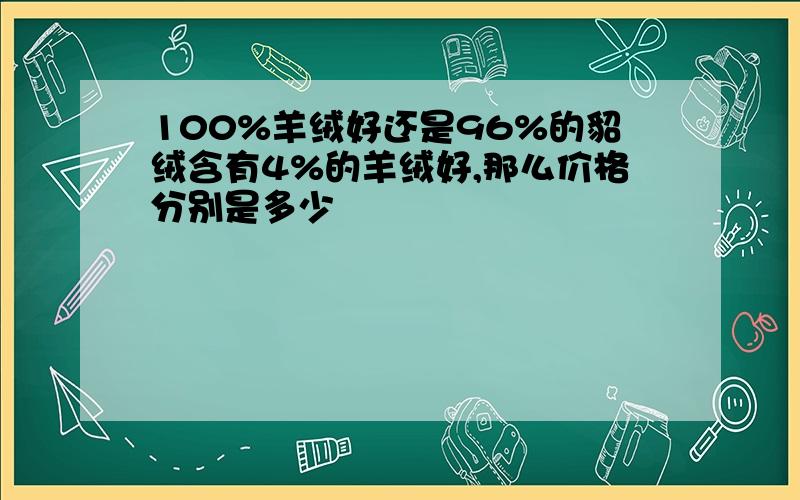 100%羊绒好还是96%的貂绒含有4%的羊绒好,那么价格分别是多少