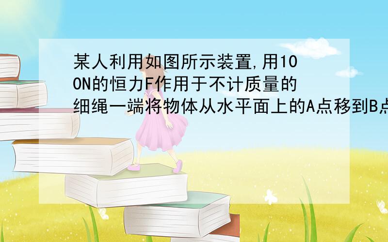 某人利用如图所示装置,用100N的恒力F作用于不计质量的细绳一端将物体从水平面上的A点移到B点α=30°,β=37°,h=1.5m,求力F对物体所做的功