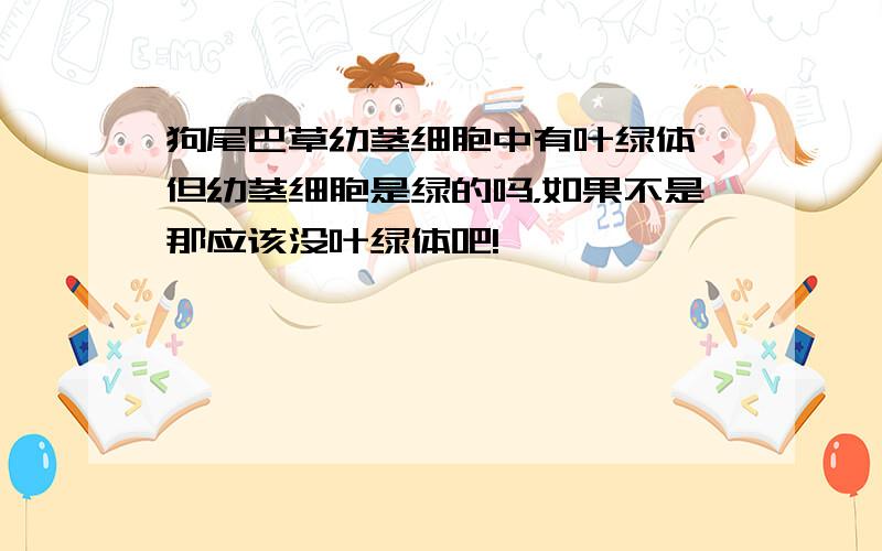 狗尾巴草幼茎细胞中有叶绿体,但幼茎细胞是绿的吗，如果不是那应该没叶绿体吧!