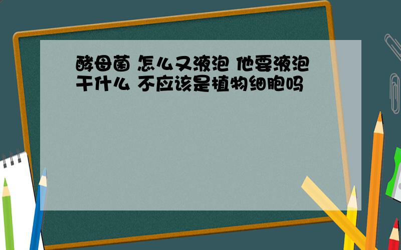 酵母菌 怎么又液泡 他要液泡干什么 不应该是植物细胞吗