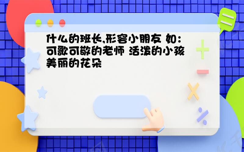 什么的班长,形容小朋友 如：可歌可敬的老师 活泼的小孩 美丽的花朵