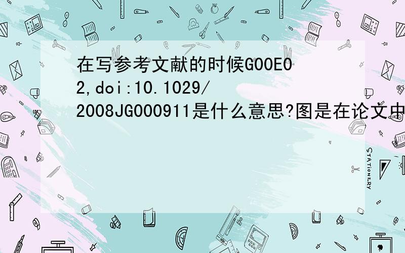 在写参考文献的时候G00E02,doi:10.1029/2008JG000911是什么意思?图是在论文中截的