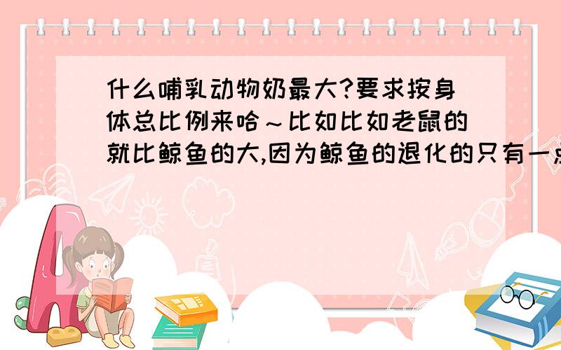 什么哺乳动物奶最大?要求按身体总比例来哈～比如比如老鼠的就比鲸鱼的大,因为鲸鱼的退化的只有一点点了.