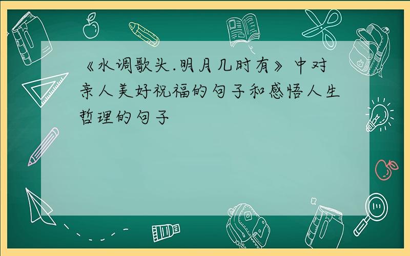 《水调歌头.明月几时有》中对亲人美好祝福的句子和感悟人生哲理的句子