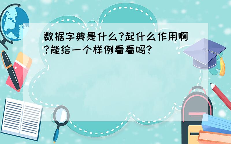 数据字典是什么?起什么作用啊?能给一个样例看看吗?