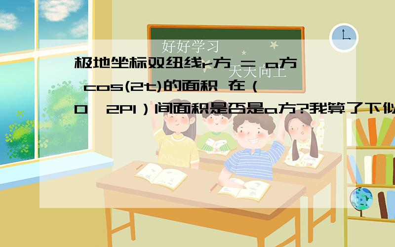 极地坐标双纽线r方 = a方 cos(2t)的面积 在（0,2PI）间面积是否是a方?我算了下似乎是,可是不确定,