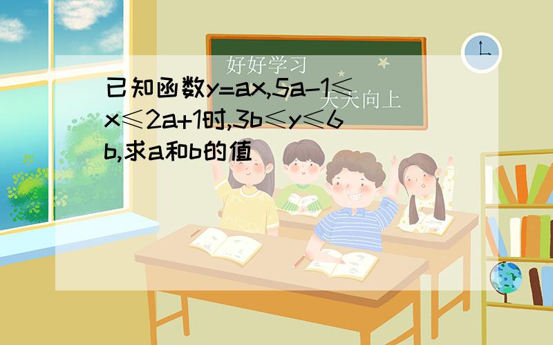 已知函数y=ax,5a-1≤x≤2a+1时,3b≤y≤6b,求a和b的值