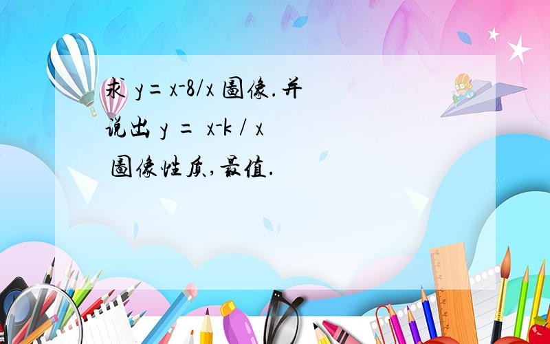 求 y=x-8/x 图像.并说出 y = x-k / x 图像性质,最值.