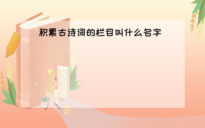 积累古诗词的栏目叫什么名字