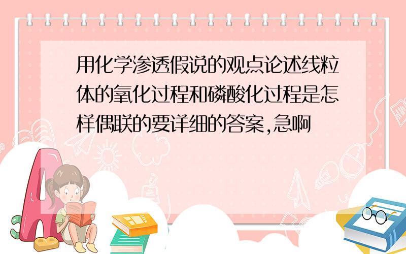 用化学渗透假说的观点论述线粒体的氧化过程和磷酸化过程是怎样偶联的要详细的答案,急啊