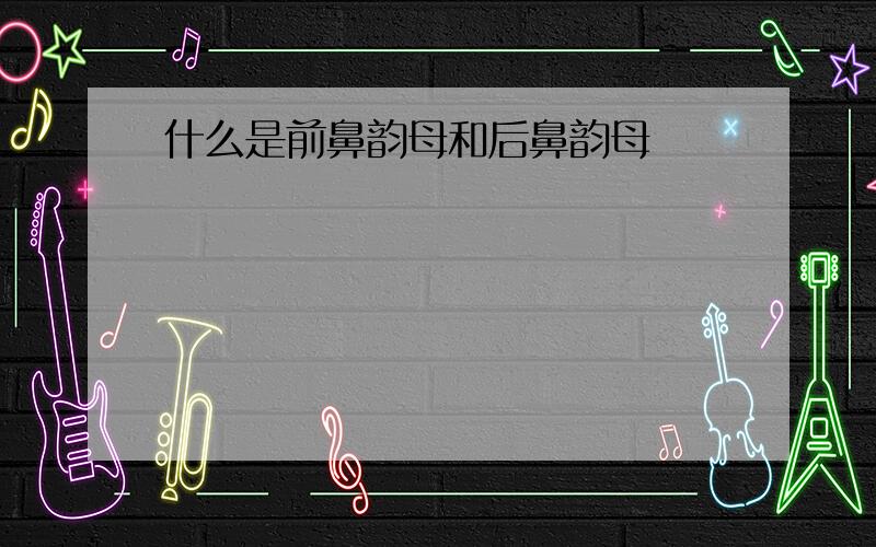 什么是前鼻韵母和后鼻韵母