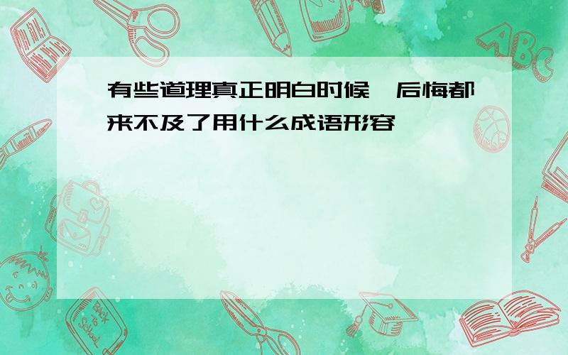 有些道理真正明白时候,后悔都来不及了用什么成语形容