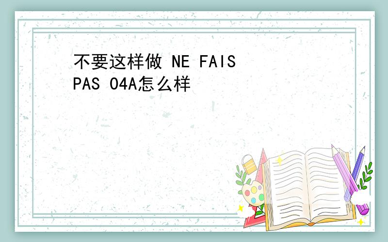 不要这样做 NE FAIS PAS 04A怎么样