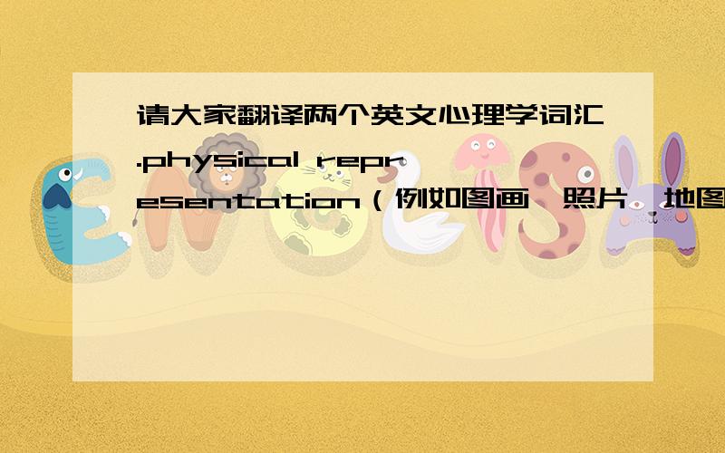 请大家翻译两个英文心理学词汇.physical representation（例如图画、照片、地图、模型）mental representation（例如信念）